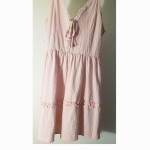Romwe Lace Up Pink Dress